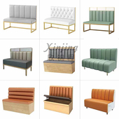 定制茶楼西餐厅饮港式 防火锅店商用卡座沙发靠墙实木铁艺编藤半圆