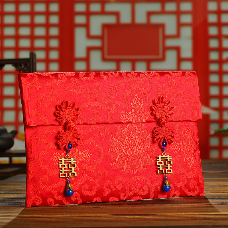 精致红包结婚用的3-6万元特大创意个性高档婚礼布绸缎喜字利是封