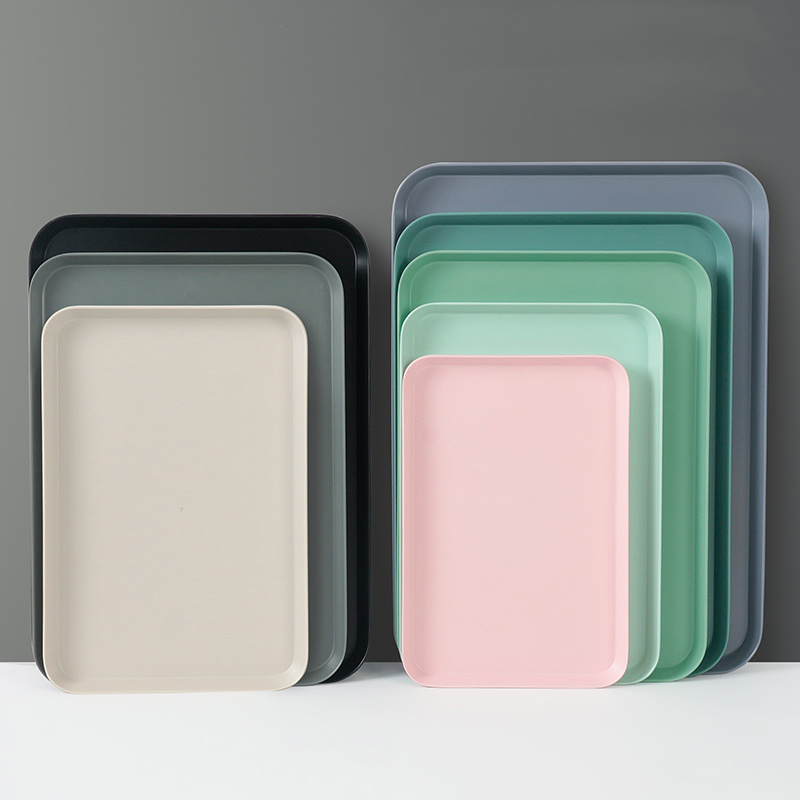 祥源美密胺餐具托盘酒店商用盘小茶盘家用仿瓷长方形拖盘塑料盘子