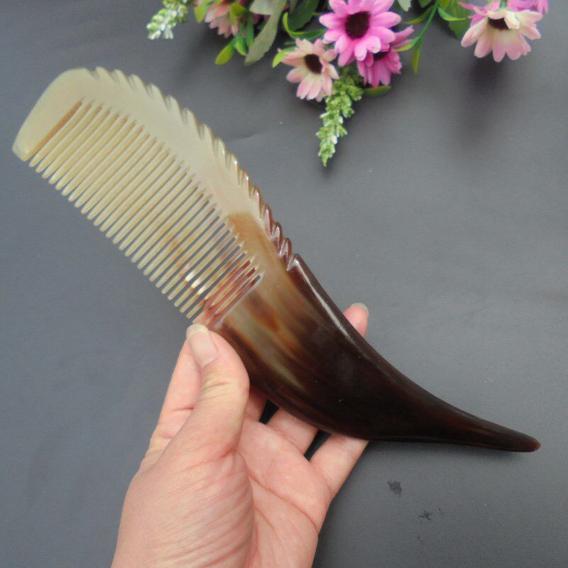 梳子牛角梳纯西藏天然生发白发防脱发静电长发密齿按摩头梳非木梳
