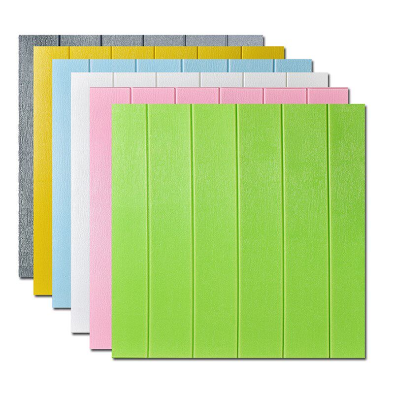 木纹墙纸自粘3d立体墙贴幼儿园走廊防撞墙裙护墙板防水泡沫软包贴