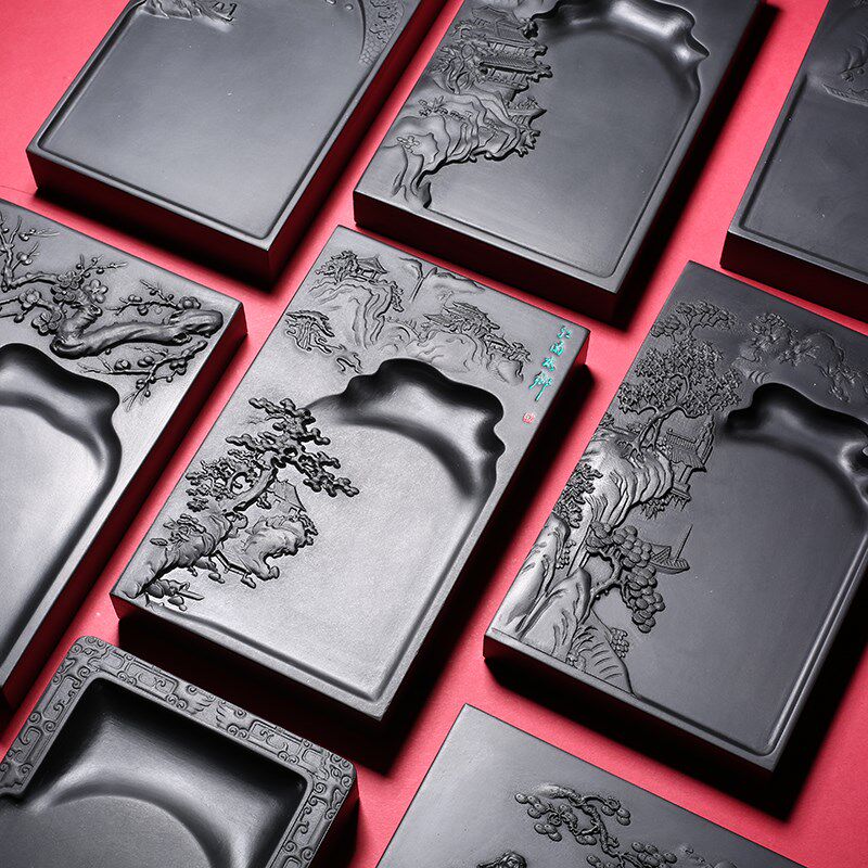 维新 非遗歙砚山水砚台 安徽歙砚老坑原石天然砚台 书法专用砚台