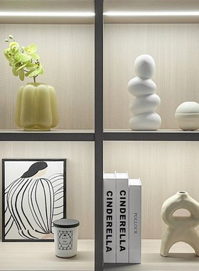 样板间软装饰品书柜家居摆件挂画仿真花陶瓷玻璃创意工艺品ZH3663