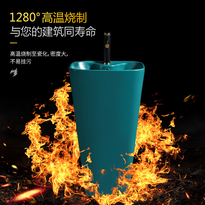 立柱式洗脸盆一体落地式洗手盆小户型洗手台盆陶瓷洗手池阳台水盆