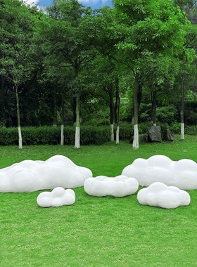 玻璃钢不锈钢镂空云朵座椅售楼部房产草坪处园林景观小品雕塑摆件