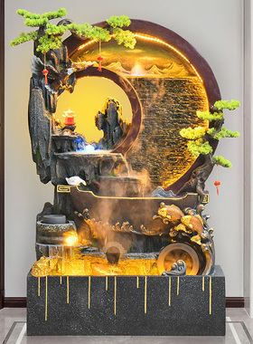 水幕墙屏风假山喷泉流水墙摆件鱼缸中式客厅公司酒店玄关家居造景