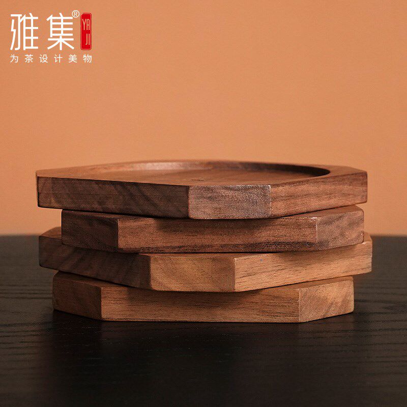 雅集茶具胡桃木杯垫茶垫杯托茶道茶具隔热垫养壶垫紫砂壶托
