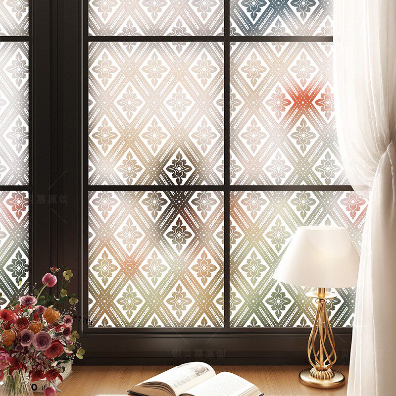 小清新菱格装饰客厅隔断贴厕所玻璃门贴膜浴室窗户贴纸防窥磨砂膜