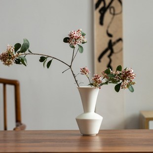 功夫道宋风影青瓷花瓶白瓷干花花插台面水培纯色复古餐桌陶瓷花器