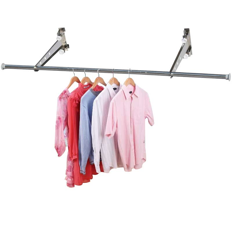 不锈钢窗户晾衣架窗框晾衣杆护栏家用固定单杆式防盗网晒被免打孔