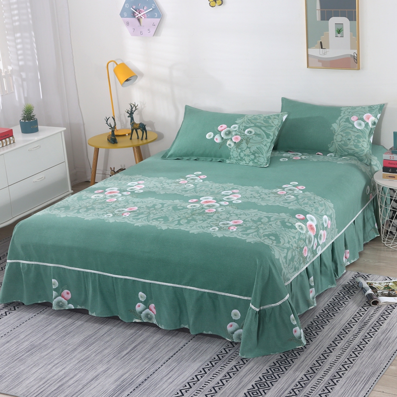 磨毛床裙单件加厚水洗棉床罩1.8米床亲肤可裸睡保护花边床单