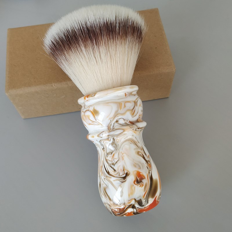 帝诗哎莎男士长咖啡2S柔软高弹扇形人造丝剃须刷剃须皂泡沫胡刷