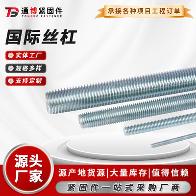国标丝杠热镀锌丝杆4.8级镀锌牙条吊顶通丝螺杆1米3米全螺纹螺柱