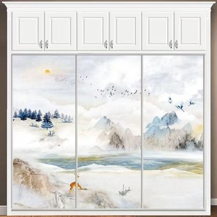 定制衣柜推拉门钢化玻璃衣橱简约滑动壁柜高光实木彩绘雕刻移门卧