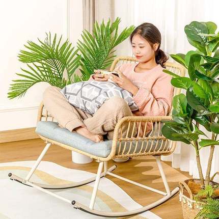 用闲藤编厅摇椅创意午睡阳台网红逍遥成人客现代懒人手休工躺TTY