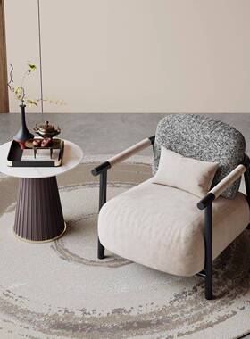 现OUX代式轻奢单人客厅发休闲酒沙中椅设计师店接待洽谈
