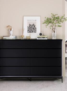 实八斗抽屉边柜斗柜木客厅靠边XUN黑色储物床尾抽墙屉式收纳柜柜