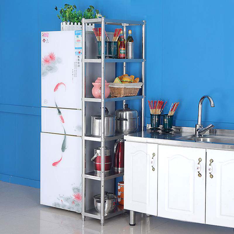 厨房夹缝置物架不锈钢落地多层冰箱缝隙收纳架橱柜阳台侧面储之满