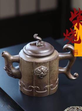 老紫砂壶大如意兽面壶容量宜兴紫砂仿壶名CH-1990家茶壶440cc茶具