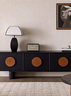 现代EVD约实中地古木电视柜复古小户简型客厅黑色柜民宿创意视听