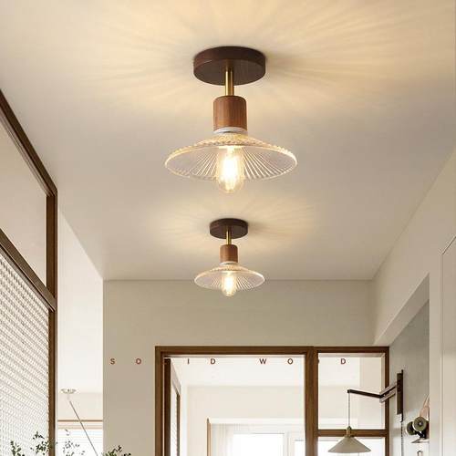 走廊灯过灯中式简入约轻奢道中顶古风胡桃木吸灯户玄关厨卫KUA网