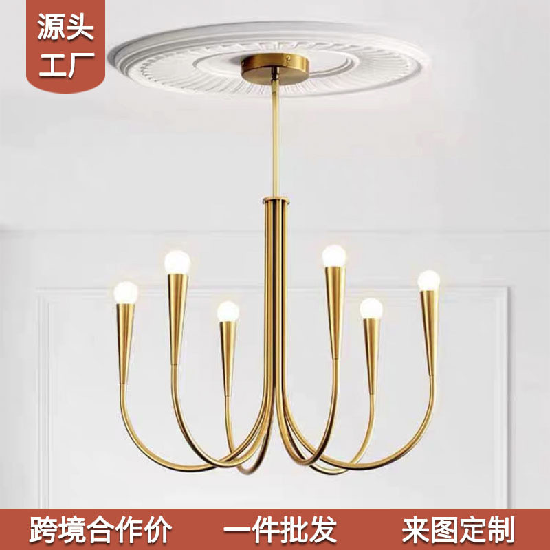 美式极简客厅吊灯北欧乡村中古餐厅灯法式复古卧室蜡烛吊灯具中山