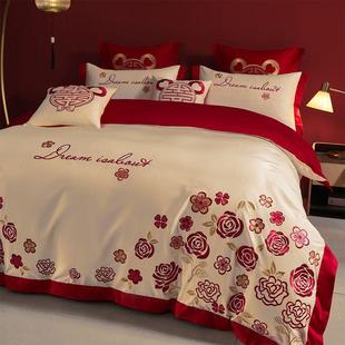 四件套套单婚床新婚被床式 50858婚庆刺床绣上用品