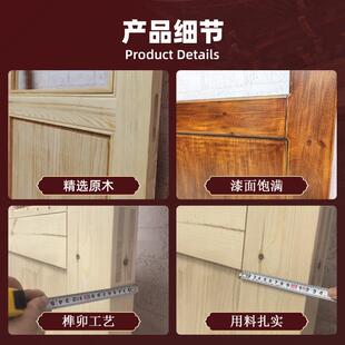 网红店铺实木门窗无品牌/杉松木原木璃平门简约复古玻折叠推开拉