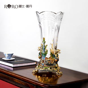 罗比罗丹聚财迎福花瓶珐琅彩欧式家居软装饰品设计师摆件