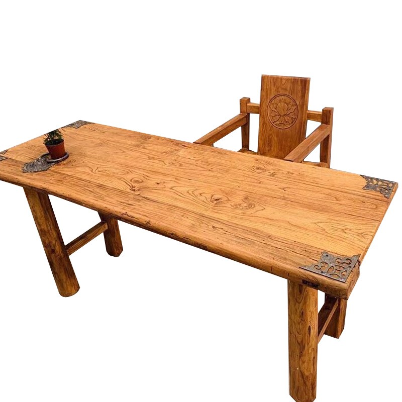 老榆木门板桌复古怀旧吧台旧木板原木实木风化板茶桌茶台民俗定制