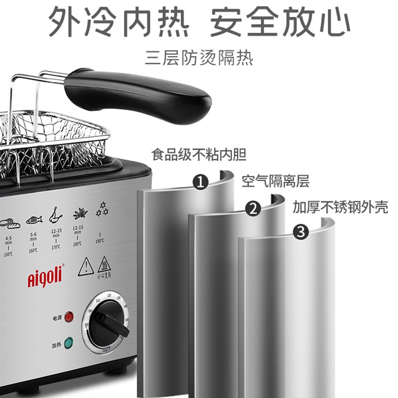 艾格丽全自动多功能小电家用炸炉油炸锅商用炸串小型油炸机