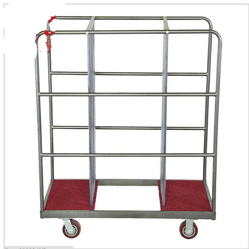 酒店玻璃转盘推车餐厅宴会运输存放车酒店大堂移动行李车便携运输