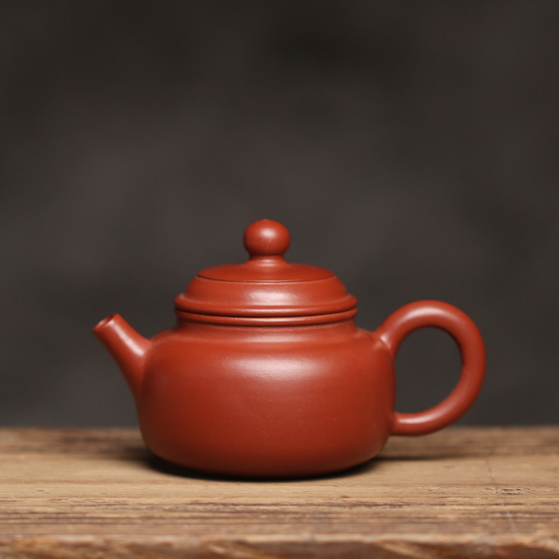 紫砂朱泥小德钟壶 宽口工夫茶壶茶具冲茶壶冲罐手把小巧家用入门