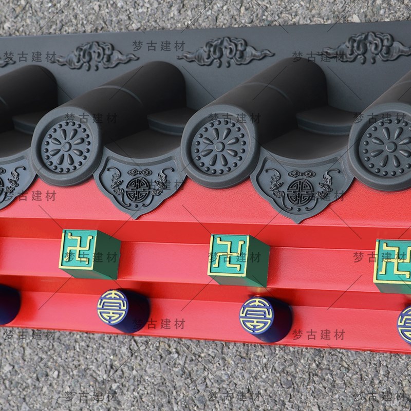 仿古彩绘小号特厚免架子瓦青出于蓝树脂仿古中式一体精美装饰屋檐