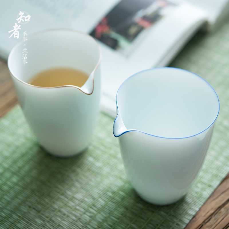 薄胎甜白釉公道杯均杯功夫茶具分茶器简洁白瓷家用茶海茶杯