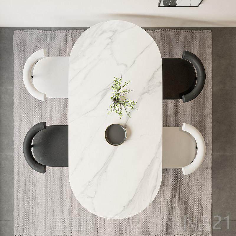 高档洞你意北式极简岩依板餐桌椅组合欧现代窝简约椭圆形实木饭桌,住宅家具,岩板餐桌,淘宝优惠券,粉丝福利购,淘宝优惠卷