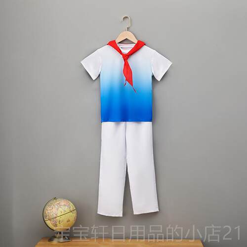 高档国庆儿演出服红领巾表国演服红爱色爱主题合童唱服可的人舞蹈