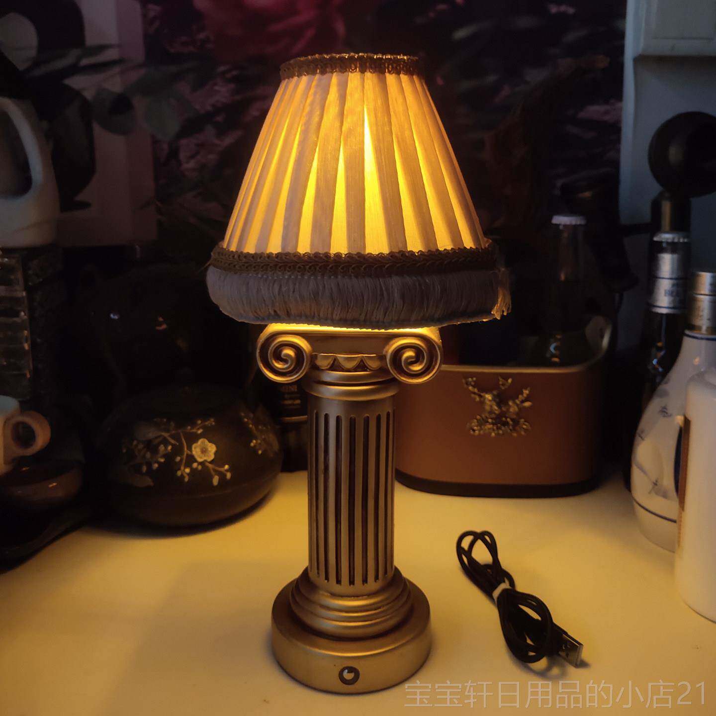 高档欧法式浪充电台灯级餐漫厅高酒吧氛围灯桌式灯艺术影视道具小