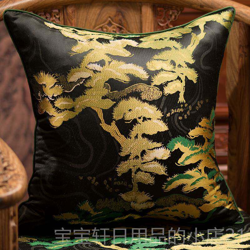 正品中式抱G古典床头客厅红木沙发靠枕套Y36绣花腰枕靠背垫新中国