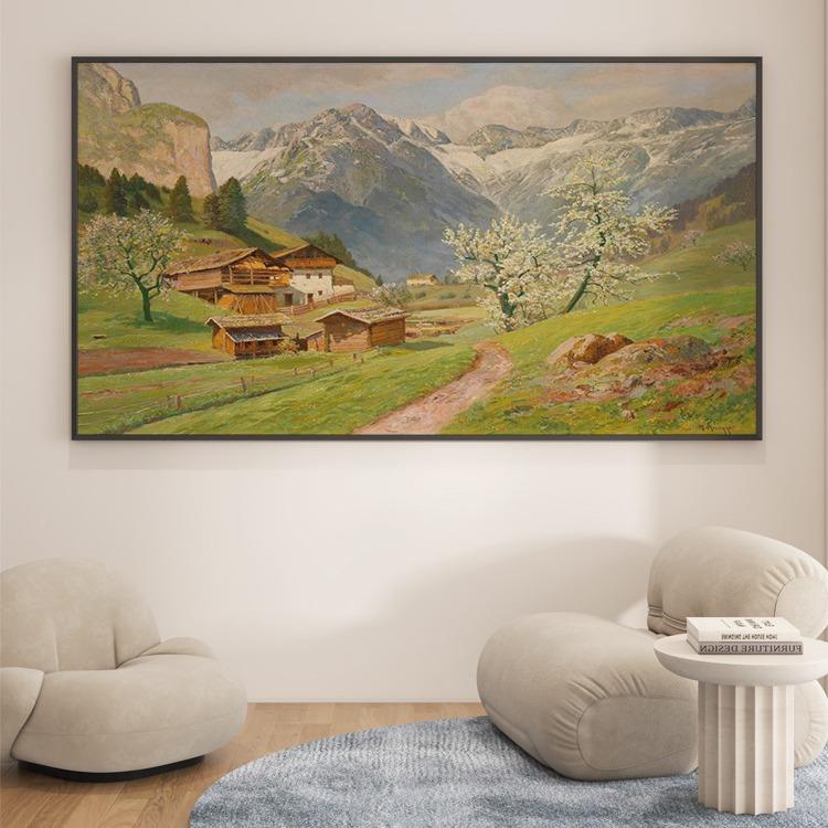 风室景柿柿如意画客厅卧装饰画法式山水画酒店挂民床宿售楼处壁画