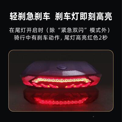 FiK自行车铃尾灯无线防盗报警(充版)刹车电转向夜行BQX灯电器声防