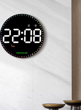 数字电子万年挂钟客厅钟约装饰l历ed时钟炫简彩灵动钟表挂墙66663