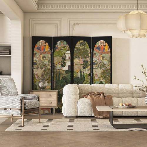 法式BCH园风屏沙风隔断客装田厅发背景饰可折叠移动卧室家用遮挡