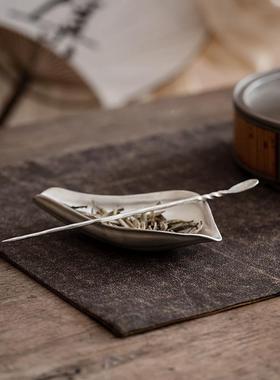 新中式80377锡制莲瓣型茶则赏带茶茶拨茶荷茶勺工夫茶道零配分器