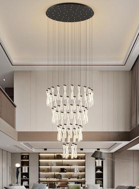 现代简t约楼梯灯别墅公寓大厅LDR长吊灯复式楼吊lof旋创意转楼梯