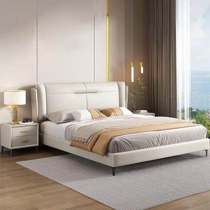 YFT现简约皮艺床主卧人轻奢1.5米意代式极简软床靠包双高端大气婚