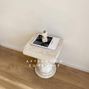 设计师款天然黄洞石茶桌玄关创意摆件梳妆台家居小户型台边几