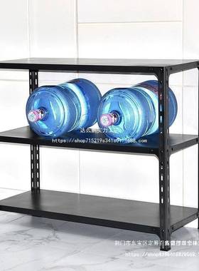 黑色三层货架家用置物架落地厨房小货架铁架多层小型简易储物架子