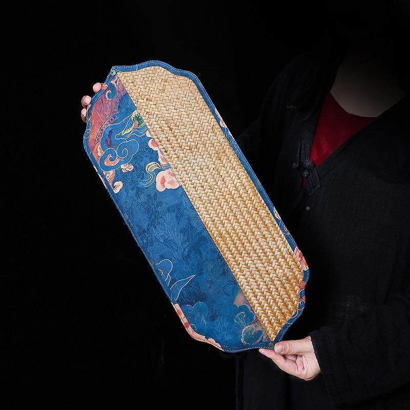 古韵手工创意中式竹编面缎花茶道茶席旗桌席布竹XL-901印多样式茶