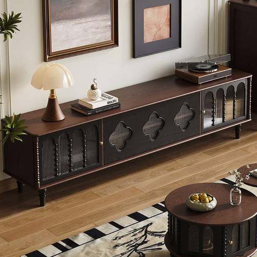 法式复古实木电视柜茶几组2合新四叶草红橡木边柜奢客RBT厅025年